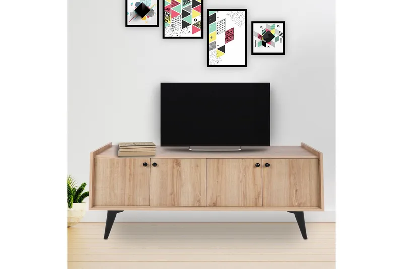 Sogel Tv-bord 150 cm med Opbevaring i Træ, Beige
