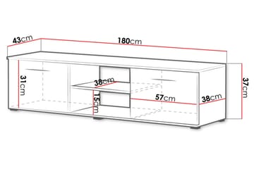 Soho Fritstående Tv-bord 180 cm med Opbevaring i Malet Træ - Hvid - Møbler - TV borde & mediemøbler - TV-borde