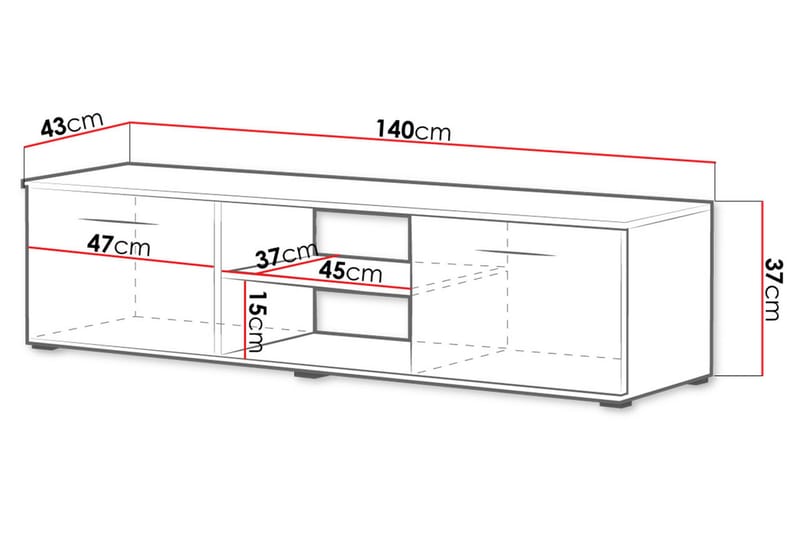 Soho TV-bænk 140x43x37 cm - Hvid - Møbler - TV borde & mediemøbler - TV-borde
