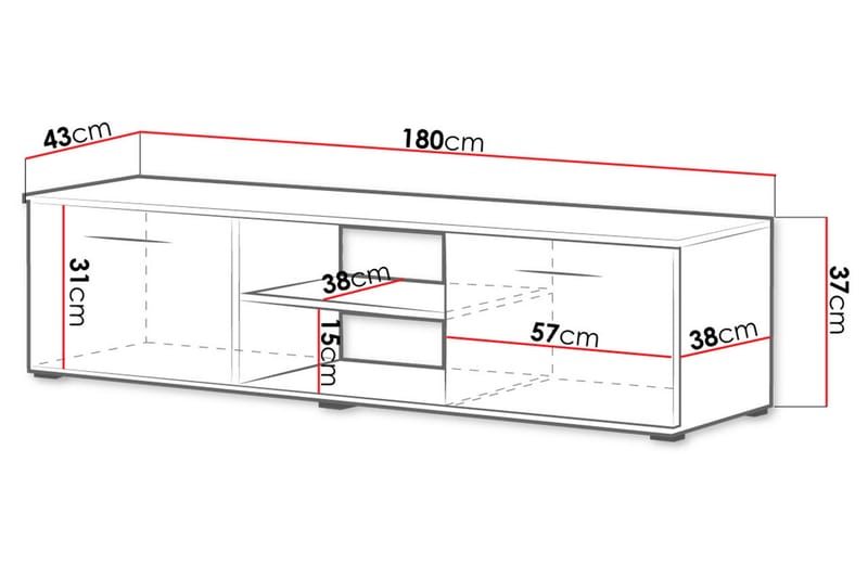 Soho TV-bænk 180x43x37 cm - Grå/Hvid - Møbler - TV borde & mediemøbler - TV-borde