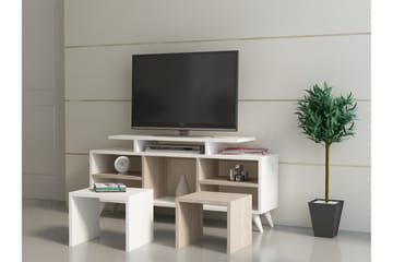 Sqandie Fritstående Tv-bord 120 cm med Opbevaring i Malet Træ - Hvid - Møbler - TV borde & mediemøbler - TV-borde