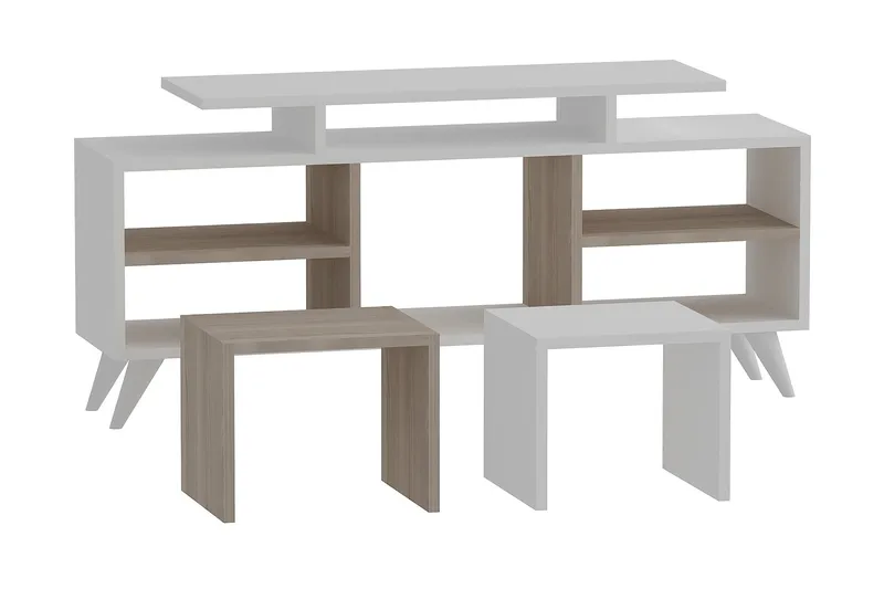 Sqandie Fritstående Tv-bord 120 cm med Opbevaring i Malet Træ, Hvid