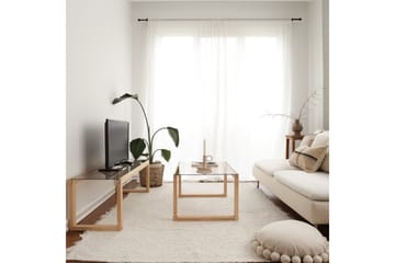 Sqandie Fritstående Tv-bord 130 cm i Glas med Træramme - Brun - Møbler - TV borde & mediemøbler - TV-borde