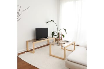 Sqandie Fritstående Tv-bord 130 cm i Glas med Træramme - Brun - Møbler - TV borde & mediemøbler - TV-borde