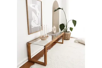 Sqandie Gulvstående Tv-bord 130 cm i Glas med Træramme - Klar - Møbler - TV borde & mediemøbler - TV-borde