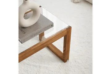 Sqandie Gulvstående Tv-bord 130 cm i Glas med Træramme - Klar - Møbler - TV borde & mediemøbler - TV-borde