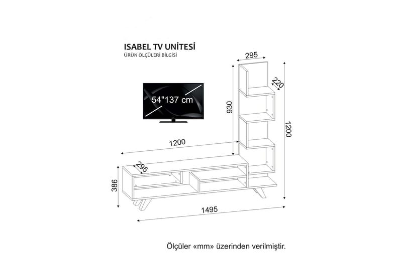 Sqandie TV-Bord/ boghylde 149 cm - Hvid - TV-borde