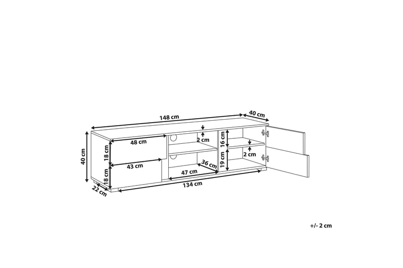 Sterlingen TV-bord 148x40 cm - Lyst Træ/Sort - Møbler - TV borde & mediemøbler - TV-borde