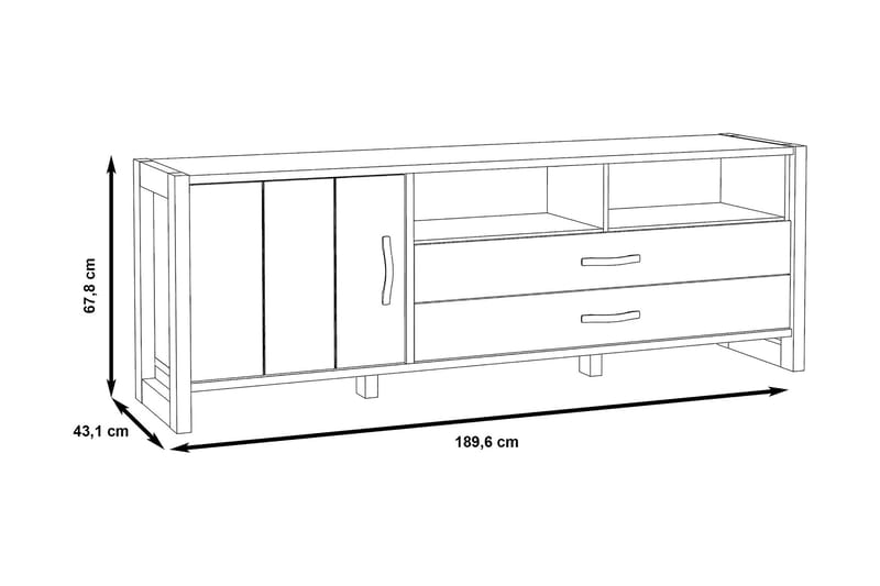 Strumica TV-Bord 190 cm - Brun/Grå - TV-borde