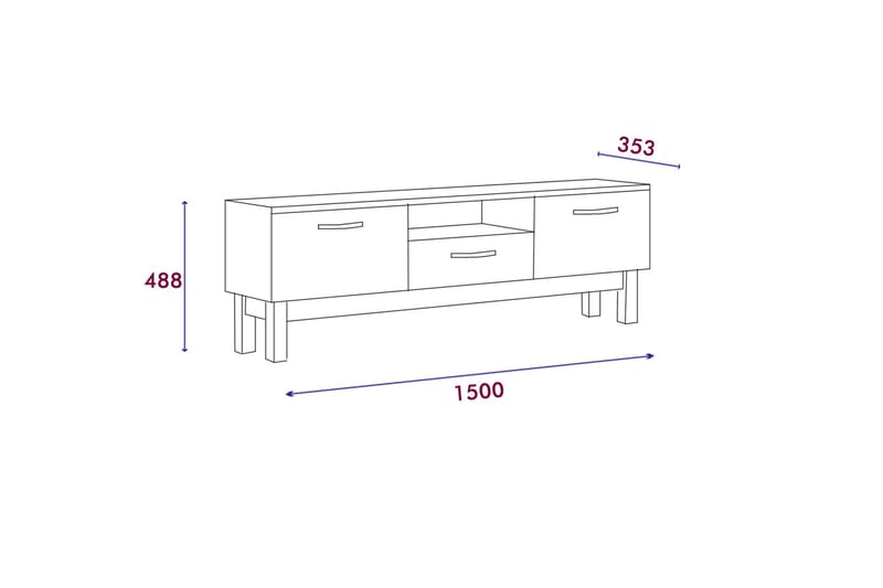 Suzi Tv-bord 150x35,3 cm Hvid - Hanah Home - Møbler - TV borde & mediemøbler - TV-borde