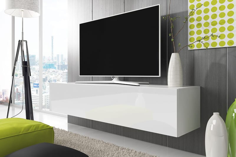 Sväva TV-bænk 100 cm 1 kasse + LED-belysning - Hvid - Møbler - TV borde & mediemøbler - TV-borde