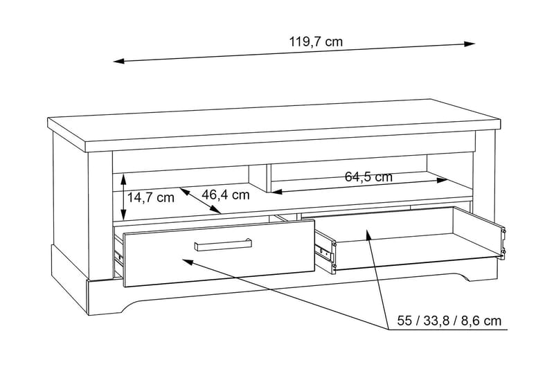 Svetis TV-Bord 137 cm - Hvid - TV-borde