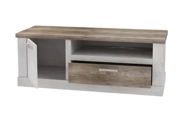 Talebi Fritstående Tv-bord 140 cm med Opbevaring i Mørkt Træ - Hvid|Brun - Møbler - TV borde & mediemøbler - TV-borde