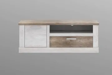Talebi Fritstående Tv-bord 140 cm med Opbevaring i Mørkt Træ - Hvid|Brun - Møbler - TV borde & mediemøbler - TV-borde