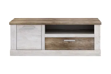 Talebi Fritstående Tv-bord 140 cm med Opbevaring i Mørkt Træ - Hvid|Brun - Møbler - TV borde & mediemøbler - TV-borde