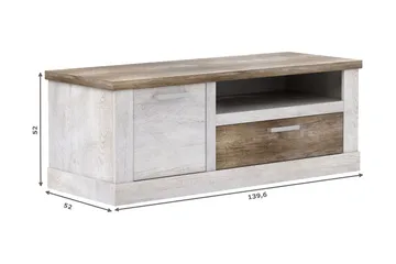 Talebi Fritstående Tv-bord 140 cm med Opbevaring i Mørkt Træ - Hvid|Brun - Møbler - TV borde & mediemøbler - TV-borde