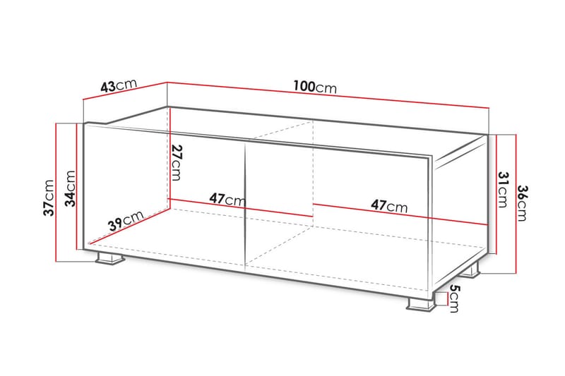 Tessan TV-Bord 100 cm Lille - Sort - Møbler - TV borde & mediemøbler - TV-borde