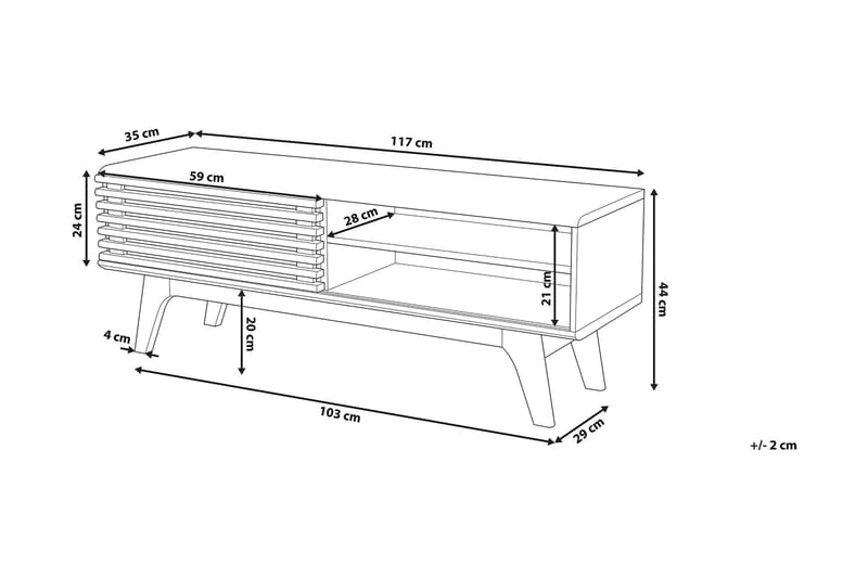 Toledo TV-Bord 35 x 117 cm - Hvid - TV-borde