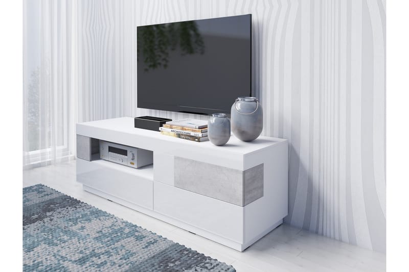 Tomeka tv-bænk 160 cm - Hvid/træ - Møbler - TV borde & mediemøbler - TV-borde