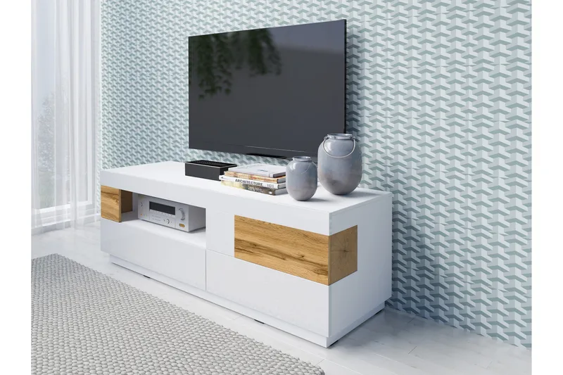 Tomeka tv-bænk 160 cm - Hvid/træ - Møbler - TV borde & mediemøbler - TV-borde