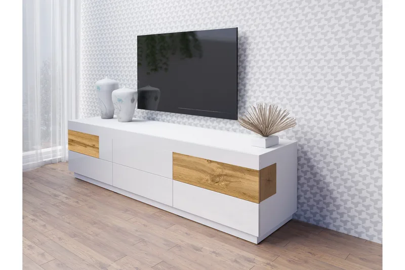 Tomeka tv-bænk 206 cm - Hvid/træ - Møbler - TV borde & mediemøbler - TV-borde