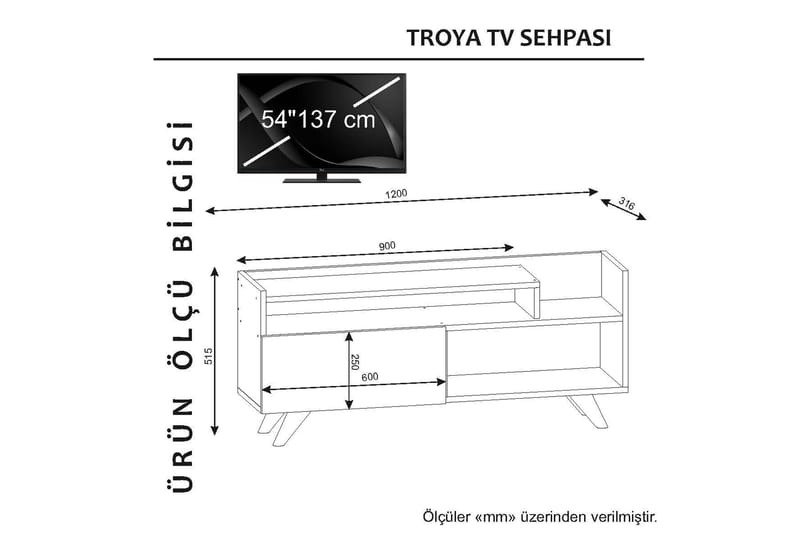 Troya TV-Bænk 120 cm - Hvid - TV-borde