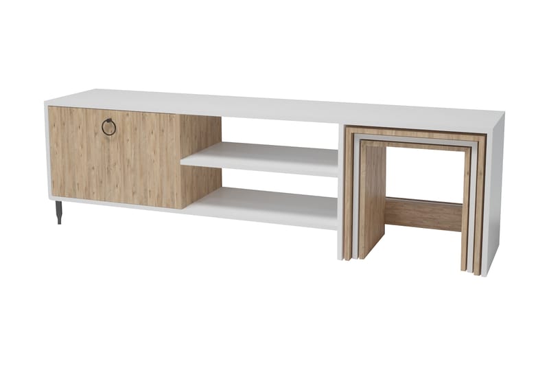 Tudena TV-bord 180 cm - Natur/Hvid - Møbler - TV borde & mediemøbler - TV-borde
