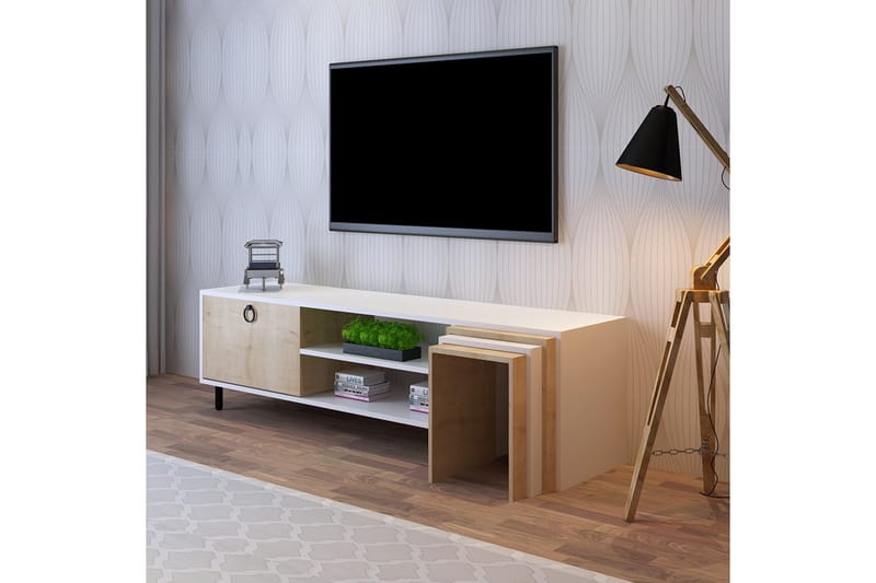 Tudena TV-bord 180 cm - Natur/Hvid - Møbler - TV borde & mediemøbler - TV-borde