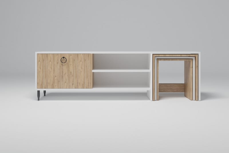 Tudena TV-bord 180 cm - Natur/Hvid - Møbler - TV borde & mediemøbler - TV-borde