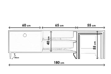 Tudena TV-bord 180 cm - Natur/Hvid - Møbler - TV borde & mediemøbler - TV-borde
