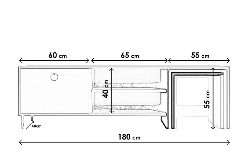 Tudena TV-bord 180 cm - Natur/Hvid - TV-borde