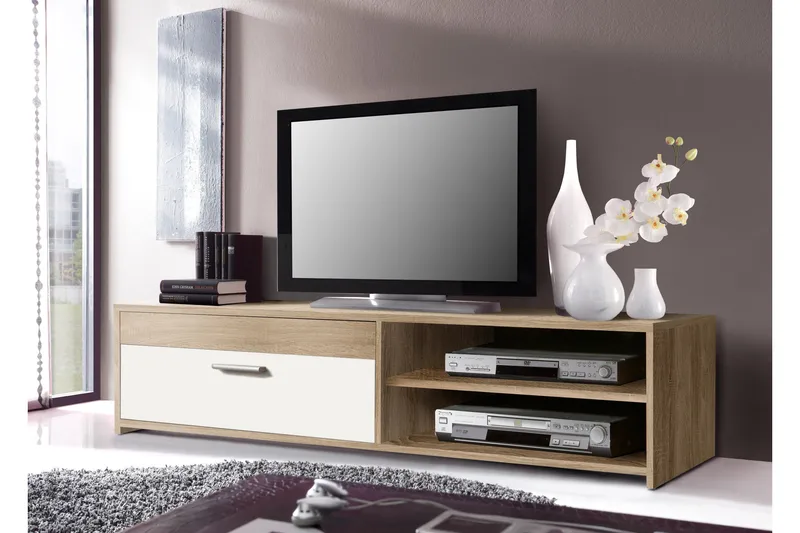 Turino Fritstående Tv-bord 120 cm med Opbevaring i Mørkt Træ, Brun