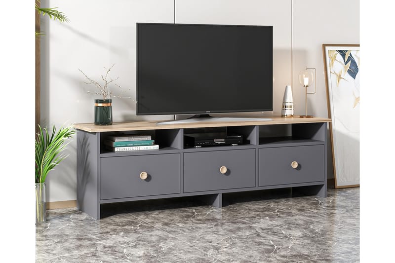 Tv bänk 150 cm Antracit/Ek - Møbler - TV borde & mediem�øbler - TV-borde