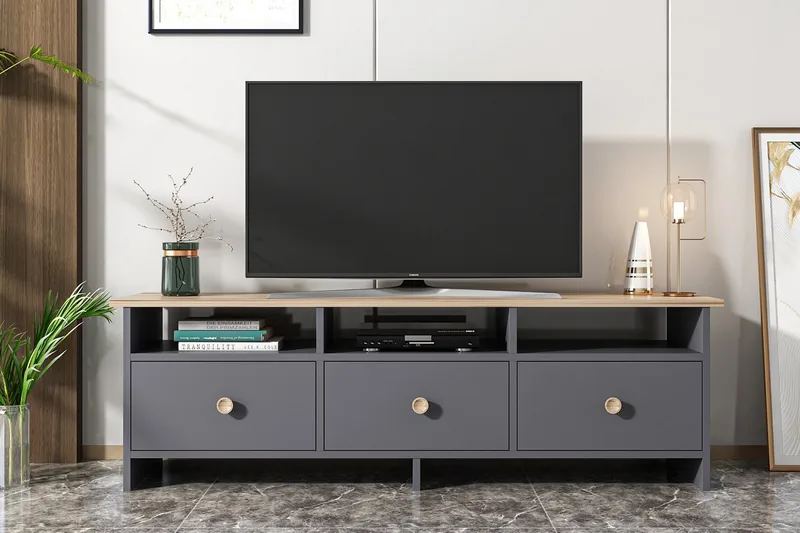 Tv bänk 150 cm Antracit/Ek, undefined
