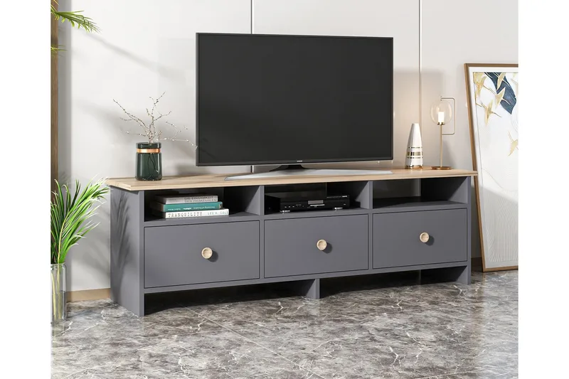 Tv bänk 150 cm Antracit/Ek - Møbler - TV borde & mediemøbler - TV-borde