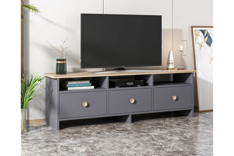 Tv bänk 150 cm Antracit/Ek - Møbler - TV borde & mediemøbler - TV-borde