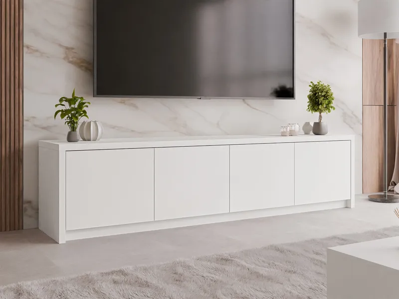 tv-bord TV-bænk SOLID 4D hvid - Møbler - TV borde & mediemøbler - TV-borde