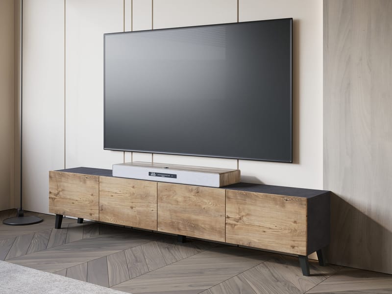 tv-bord TV-bænk PHUKET 190 grå, brun - Møbler - TV borde & mediemøbler - TV-borde