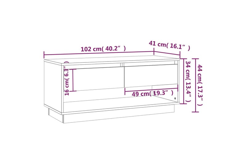 tv-bord 102x41x44 cm spånplade betongrå - Grå - TV-borde