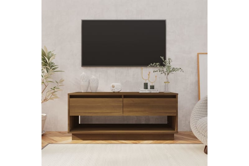 tv-bord 102x41x44 cm spånplade brun egetræsfarve - Brun - TV-borde