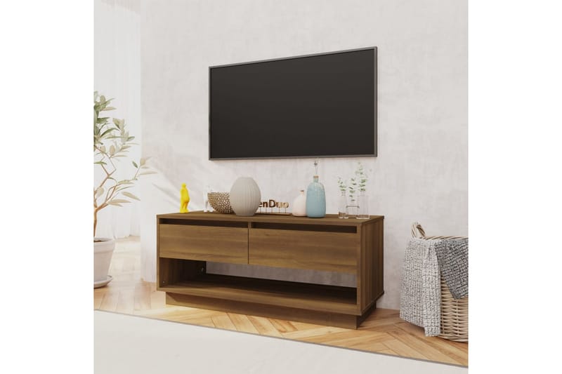 tv-bord 102x41x44 cm spånplade brun egetræsfarve - Brun - TV-borde