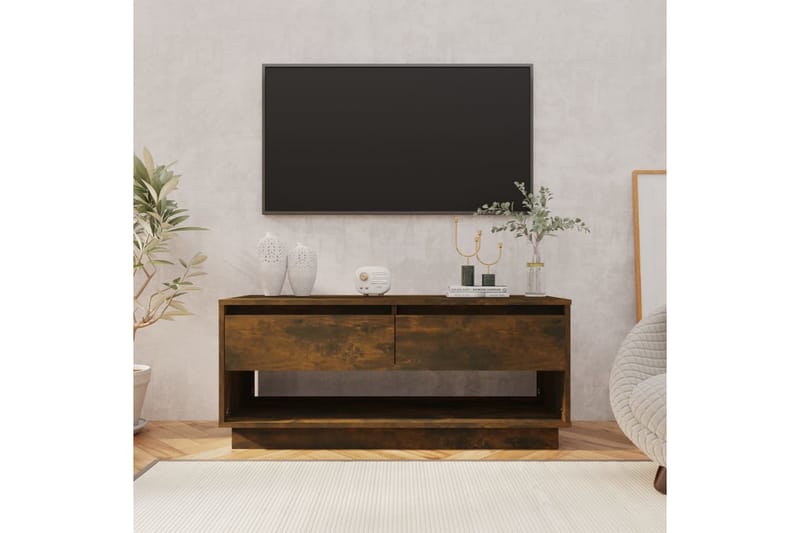 tv-bord 102x41x44 cm spånplade røget egetræsfarve - Brun - TV-borde