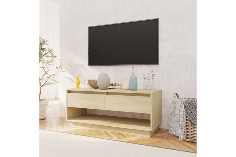 tv-bord 102x41x44 cm spånplade sonoma-eg - Beige - Møbler - TV borde & mediemøbler - TV-borde