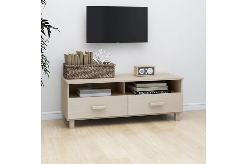 tv-bord 106x40x40 cm massivt fyrretræ gyldenbrun - Brun - Møbler - TV borde & mediemøbler - TV-borde