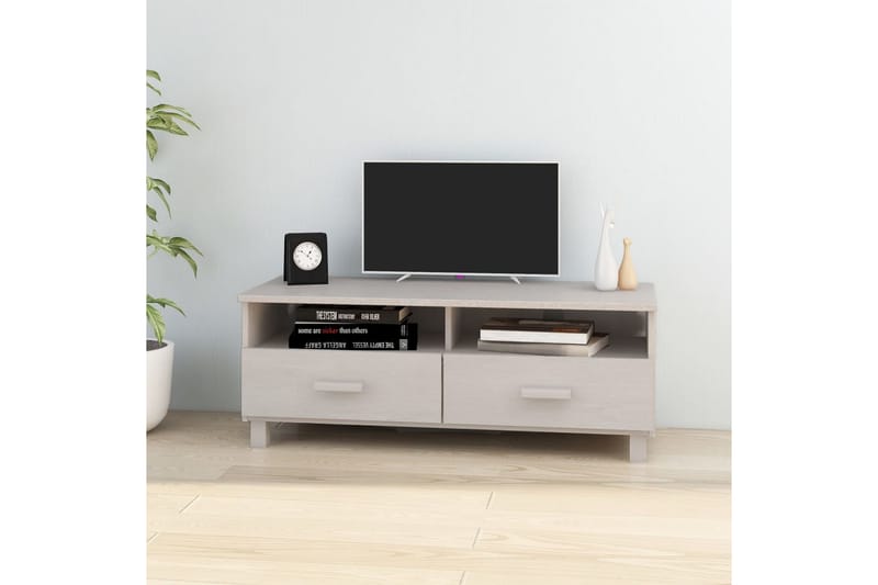 tv-bord 106x40x40 cm massivt fyrretræ hvid - Hvid - Møbler - TV borde & mediemøbler - TV-borde