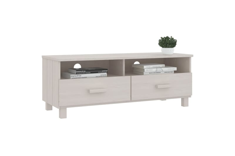 tv-bord 106x40x40 cm massivt fyrretræ hvid - Hvid - Møbler - TV borde & mediemøbler - TV-borde