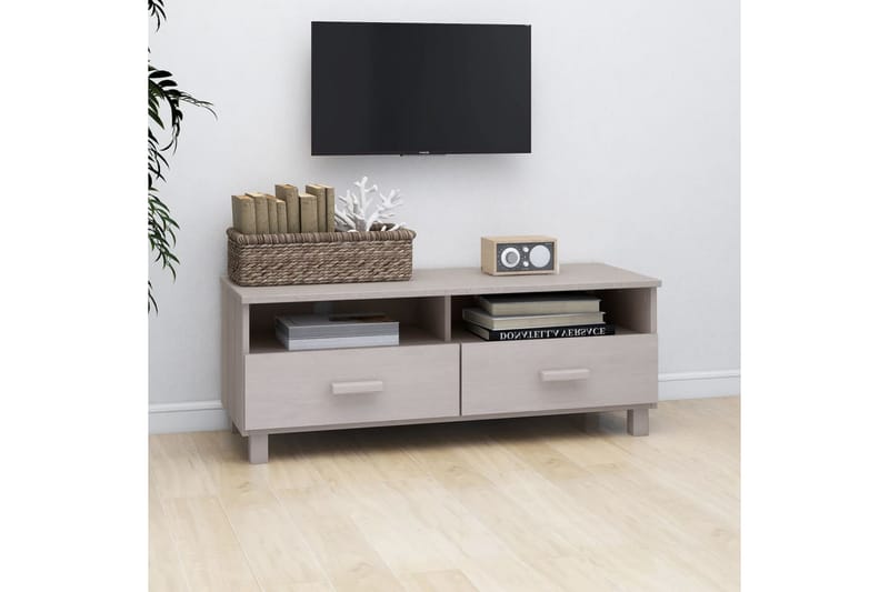 tv-bord 106x40x40 cm massivt fyrretræ hvid - Hvid - Møbler - TV borde & mediemøbler - TV-borde