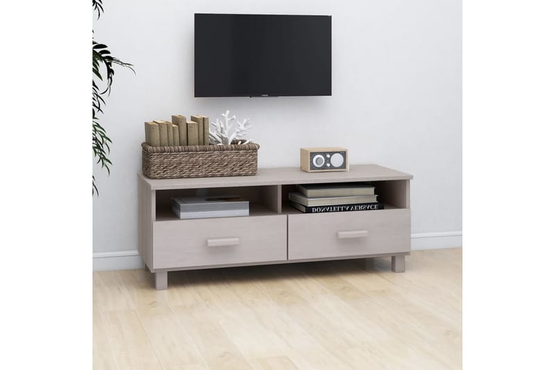 tv-bord 106x40x40 cm massivt fyrretræ hvid - Hvid - TV-borde