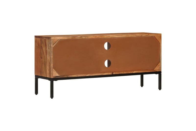 tv-bord 110x30x50 cm massivt akacietræ gyldenbrun og grå - Brun - TV-borde