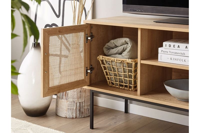 TV-Bord 120 cm rattan lysebrun PASCO - Træ/natur - Møbler - TV borde & mediemøbler - TV-borde